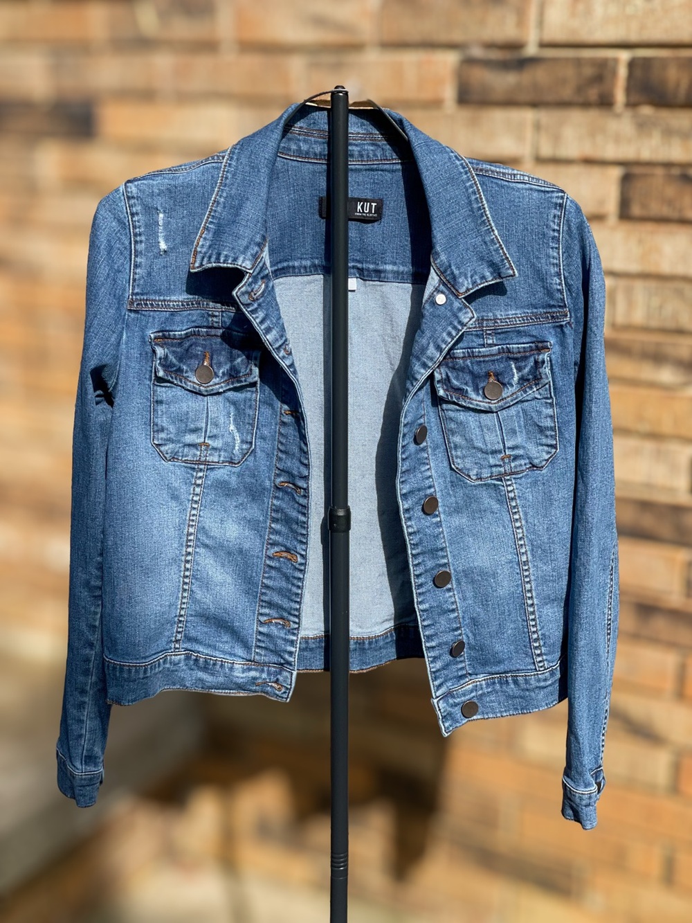 KUT from the Kloth Amelia Denim Jacket Medium Stretch Distressed